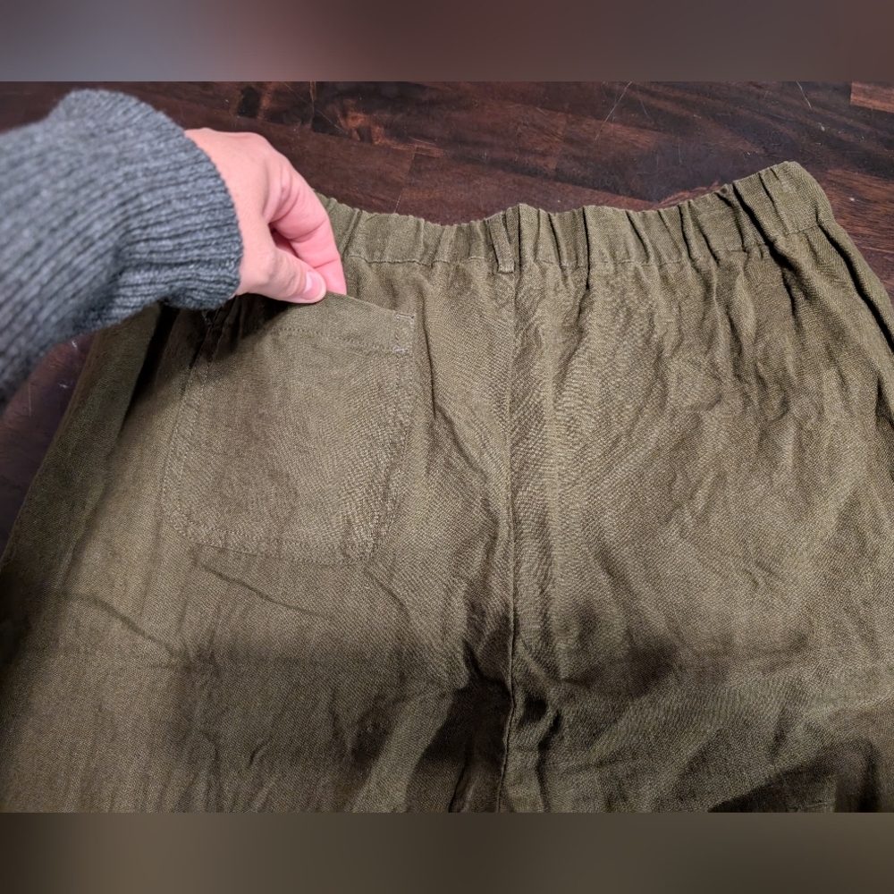 Quince 100% European Linen Pants, Martini Olive, Women's Small - Picture 7 of 7